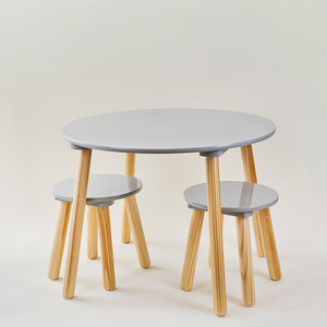 Table & 2 stools grey