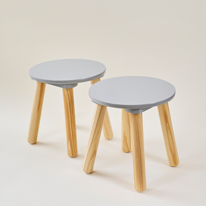 Table & 2 stools grey