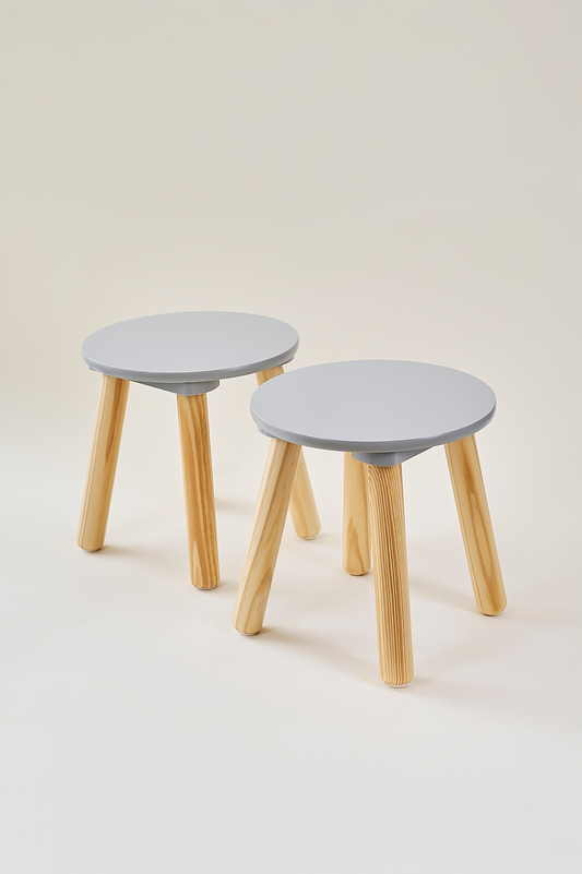 Table & 2 stools grey